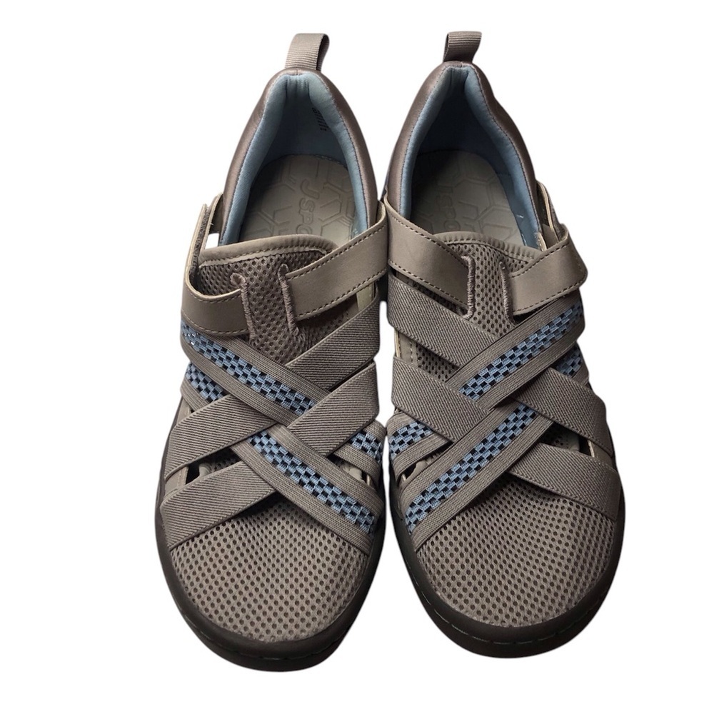 J Sport By Jambu Essex Womens 8.5M Vegan Gray and Blue Vented Tennis Shoes